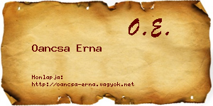 Oancsa Erna névjegykártya
